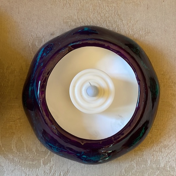 Hand painted ceramic purple dove, bird fairy light, tea light candle holder - Picture 10 of 12